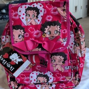 Betty Boop Hot Pink All-Over Character Backpack with Bow